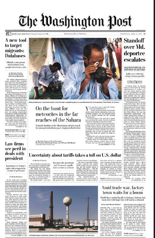 The Washington Post-16.04.2025⚠️苏丹难民营地遭袭击，数万人逃离，引发人道主义危机；约旦逮捕16名与穆斯林兄弟会有关人员；俄罗斯法院判处4名与纳瓦尔尼有关的记者有罪；亚美尼亚呼吁阿塞拜疆调查边境停火协议违反事件；法国检察官对监狱袭击事件展开调查；美国国税局面临大规模裁员，影响税收合规性和服务....📌Download               #华盛顿邮报