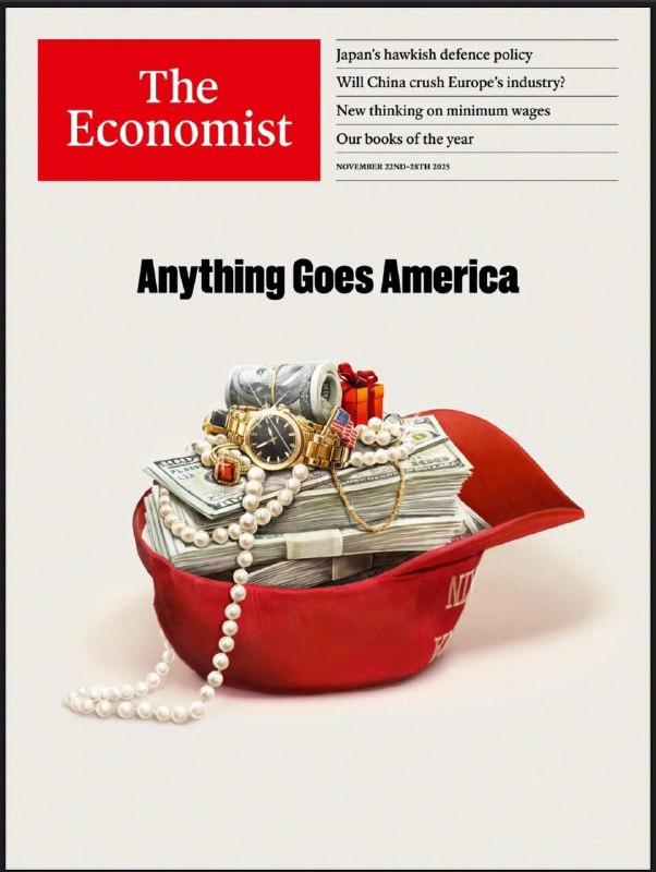 The Economist-11.22.2025⚠️特朗普政府任期内规则松弛与腐败容忍度上升，形成“权钱交易常态化”：总统及家人通过加密货币合作、商业授权等获利，赦免权成为利益交换工具；Energoatom核电公司腐败丑闻引发政府高层动荡，美国与俄罗斯秘谈的28点停火协议要求乌克兰削减军力、割让领土，西方对乌援助面临民意与政治双重压力.....📌Download            #经济学人