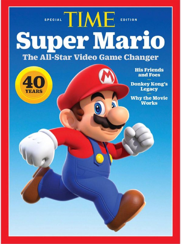 Time-Super Mario.2025⚠️超级马里奥是任天堂旗下的标志性游戏角色，相关游戏全球销量超9亿份，系列总收入超550亿美元；创作者宫本茂将个人童年经历融入游戏设计，注重游戏的趣味性和平衡性；马里奥系列游戏众多，其中《马里奥兄弟》《超级马里奥兄弟》《超级马里奥64》等是必玩之作，它们在游戏史上具有重要地位，推动了游戏行业的发展；2023年的《超级马里奥兄弟大电影》取得巨大成功，原因包括迎合粉丝喜好、邀请明星配音、传递积极价值观等....📌Download                  #时代周刊