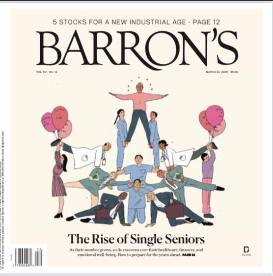Barron's-24.03.2025⚠️独居老年人数量增加，面临健康、财务和情感等多方面挑战；美联储放缓国债赎回步伐，此举并非为刺激经济，市场对其影响看法不一；特朗普推动美国制造业复兴计划，有望带动相关企业发展；英伟达在人工智能领域表现强劲，虽面临竞争和关税担忧，但产品路线图前景乐观，股票估值相对合理；和记黄埔拟出售巴拿马运河港口资产，交易面临中国方面的态度问题，但该公司股票仍具投资潜力....📌Download                      #巴伦周刊