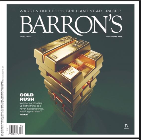 Barron's-28.04.2025⚠️本周道指涨2.5% ，标普500涨4.6% ，纳指涨6.7%；伯克希尔哈撒韦公司股价今年表现出色，但估值较高；整体投资艰难，大型石油公司如雪佛龙相对抗跌且有投资价值；金价因不确定性上涨，可通过多种方式投资，但也有局限性....📌Download                      #巴伦周刊