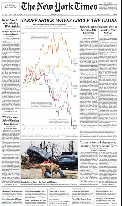 The New York Times-04.04.2025⚠️叙利亚谴责以色列空袭，“卡塔尔门”影响以色列局势，泰国允许缅甸领导人访问，中国新型驳船引发关注；特朗普解雇6名官员，威胁削减学校资金以限制多样性项目，政府取消联邦人文科学资助；甲骨文公司埃里森有望成为媒体大亨，德国经济面临新威胁....📌Download                 #纽约时报