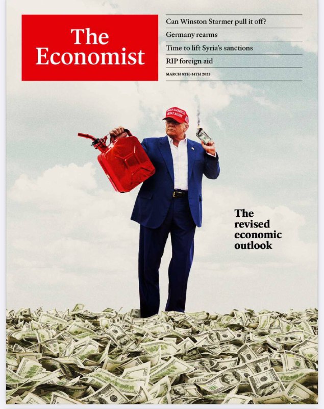 The Economist-08.03.2025⚠️大国关系与冲突：特朗普上台后，其在外交政策上的一系列举措引发国际局势紧张；叙利亚在推翻阿萨德政权后，新政府面临诸多挑战，包括经济困境、制裁压力和教派矛盾；特朗普的关税政策对美国及全球经济产生负面影响，引发市场动荡，股市下跌，经济增长前景堪忧；科学家通过基因编辑技术使小鼠具备猛犸象的一些特征，为复活猛犸象的研究迈出一步....📌Download                 #经济学人