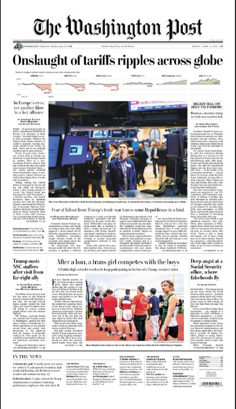 The Washington Post-04.04.2025⚠️以色列与巴勒斯坦冲突持续，以色列空袭致多人死亡；海地面临严重的帮派暴力问题；保加利亚政府在议会不信任投票中幸存；全球经济秩序受冲击，国际油价下跌；AI视频初创公司Runway获大额融资....📌Download                #华盛顿邮报