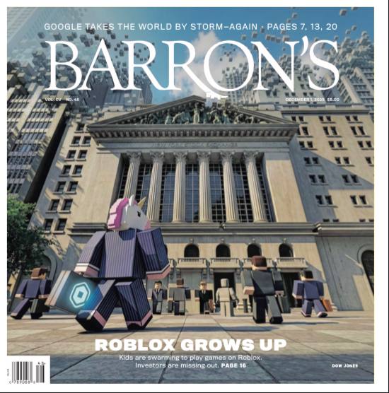 Barron's-1.12.2025⚠️AI技术重塑科技、零售、投资等多个领域，谷歌、亚马逊等巨头领跑，同时涌现Roblox等潜力标的；市场对2026年经济与利率走势持乐观预期，板块轮动与个股分化明显；Gemini 3模型发布+TPU芯片受青睐，股价年内涨90%，市值逼近英伟达，被评为“长期AI赢家”....📌Download                 #巴伦周刊