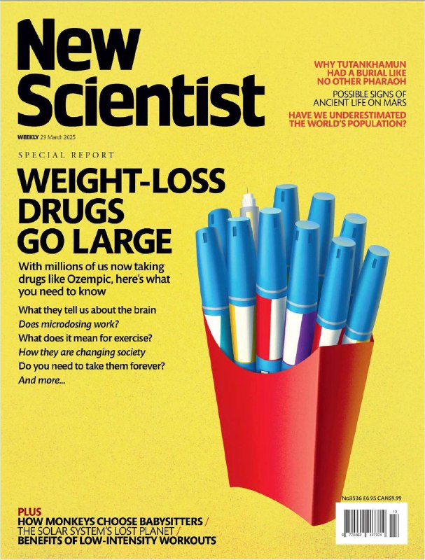 New Scientist-29.03.2025⚠️GLP - 1类药物原本用于治疗糖尿病，现也用于减肥，还对肾脏、心血管疾病等有疗效；神秘化石Prototaxites可能属于未知生物分支，其化学特征与已知生物不同；北极冰川融化使格陵兰岛出现新海岸线，增加了开发北极资源的风险....📌Download                  #新科学家