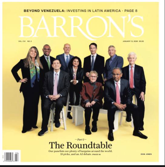 Barron's-12.01.2026⚠️ 道琼斯工业平均指数突破49,000点，单周上涨2.3%；标普500指数上涨1.6%，纳斯达克综合指数上涨1.9%，罗素2000小盘股指数表现突出，单周上涨4.62%；Micron、Sandisk受益于AI数据中心对HBM、DDR5内存及NAND存储的需求，行业产能克制支撑价格，但非长期持有标的；预计2026年GDP增长2%-3%，失业率4.4%，消费强劲但财政赤字高企….📌Download               #巴伦周刊