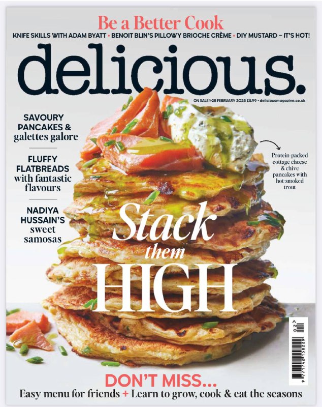 Delicious-02.2025⚠️前GBBO冠军Nadiya Hussain分享斋月烹饪心得、家庭美食时光；美食制作：农家干酪细香葱煎饼配热熏鳟鱼、紫甘蓝苹果馅千层酥；讲述情人节巧克力的商业起源；介绍梅洛葡萄酒特点、搭配美食及推荐酒款，讲解淡啤酒分类并推荐产品；推荐2025年美食旅游地，西班牙内华达滑雪时可品尝特色小吃、约旦体验传统美食zarb、冰岛参与火山面包制作等....📌Download       #美味