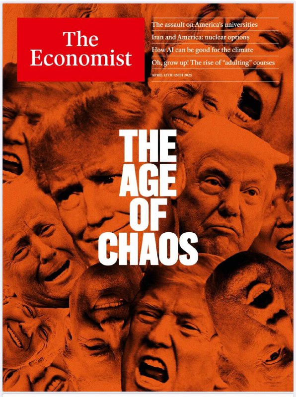 The Economist-12.04.2025⚠️特朗普推行的关税政策引发全球市场剧烈波动，美国与中国的贸易冲突升级，股市、债市、汇市等均受冲击，企业和投资者面临巨大不确定性；美国与伊朗开启核谈判，各方对谈判结果期待不一；美朝关系存在变数，特朗普与金正恩未来互动备受关注....📌Download               #经济学人
