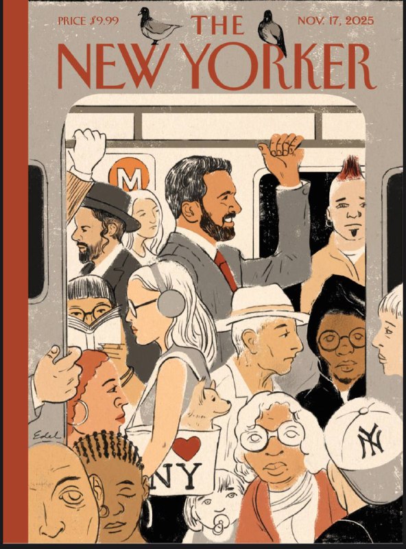 The New Yorker-17.11.2025⚠️纽约市长新政局：佐赫兰·马姆达尼当选纽约首位穆斯林及印度裔市长，以民主社会主义立场主打“宜居可负担”纲领，包括冻结租金、免费公交、普惠托育等政策，其胜选被视为对特朗普执政及传统政治精英的反抗，同时面临民主党主流阵营的疏离与联邦资金施压的挑战；导演莱恩·约翰逊推出《利刃出鞘》系列第三部，以“不可能犯罪”为核心，融合宗教隐喻与悬疑叙事，延续阿加莎·克里斯蒂式古典推理风格....📌Download               #纽约客