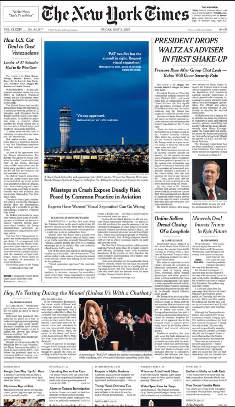 The New York Times-02.05.2025⚠️以色列准备对哈马斯发动决定性打击，加沙地带军事行动或升级；叙利亚大马士革暴力冲突致至少100人死亡；巴基斯坦总理与美国国务卿通话，指责印度在克什米尔地区的行为；美国证实加、墨汽车零部件免关税豁免政策5月3日生效....📌Download                 #纽约时报