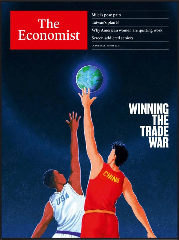 The Economist-25.10.2025⚠️中美贸易战：通过稀土出口管制、针对性反制关税等手段精准反击美国，重构全球贸易规则，其制造业规模和供应链主导力成为关键优势；特朗普政府的“解放日关税”因市场震荡回调，对华科技封锁未能遏制中国芯片企业通过技术创新突围，双方沟通渠道匮乏，仅依赖有限高层会面维系临时休战；亚马逊雨林保护：巴西通过卫星监测、原住民土地确权等手段减排，但面临农业扩张与非法砍伐压力，拟推出“永久热带雨林基金”撬动全球资金支持....📌Download             #经济学人