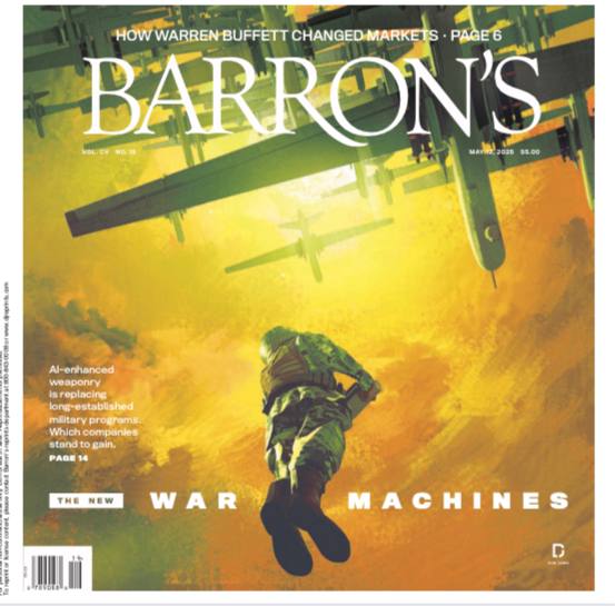 Barron's-12.05.2025⚠️市场对贸易协议和美联储政策反应平淡，高估值使市场面临下行风险；科技股中谷歌虽受AI冲击但仍被看好，半导体相关股受台湾出口数据影响；国防行业因战争模式变化和政策调整....📌Download               #巴伦周刊