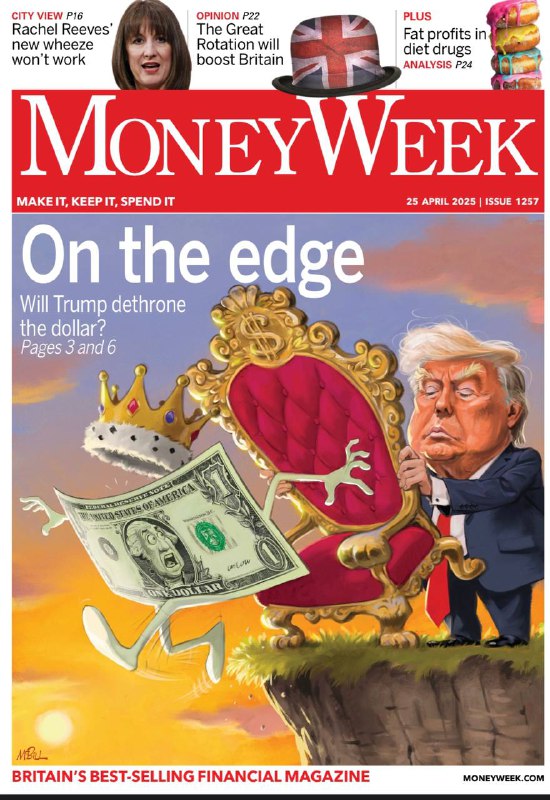 MoneyWeek-25.04.2025⚠️美元地位受特朗普政策冲击，对其他主要货币贬值9%，与黄金相比购买力大幅下降；黄金价格因美元波动上涨，突破每盎司3500美元，吸引大量投资；特朗普贸易政策引发市场波动，与中国的贸易谈判进展缓慢，双方存在诸多分歧；减肥药物市场增长迅速，以GLP-1为基础的药物对肥胖症治疗效果显著，市场潜力巨大....📌Download                #理财周刊