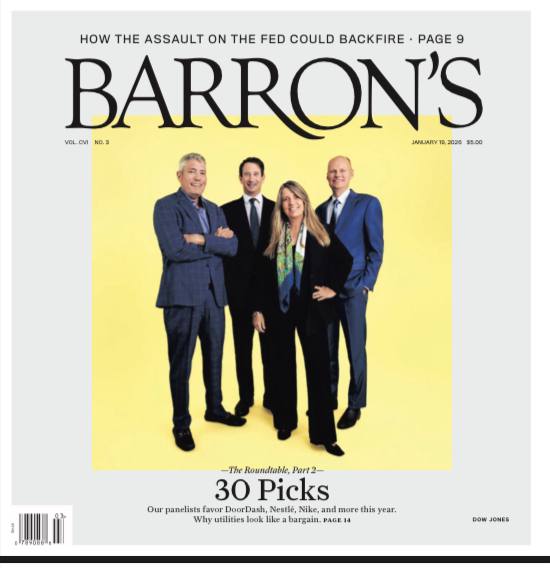Barron's-19.01.2026⚠️ 道琼斯工业平均指数当周下跌0.29%，标普500下跌0.38%，纳斯达克综合指数下跌0.66%，但运输类股、公用事业类股表现亮眼，反映经济复苏预期；美银推荐阿拉斯加航空、多邻国（Duolingo）、奈特-斯威夫特运输等小盘股，看好其盈利复苏与估值优势，预计2026年标普小盘600指数盈利增长15%…..📌Download               #巴伦周刊